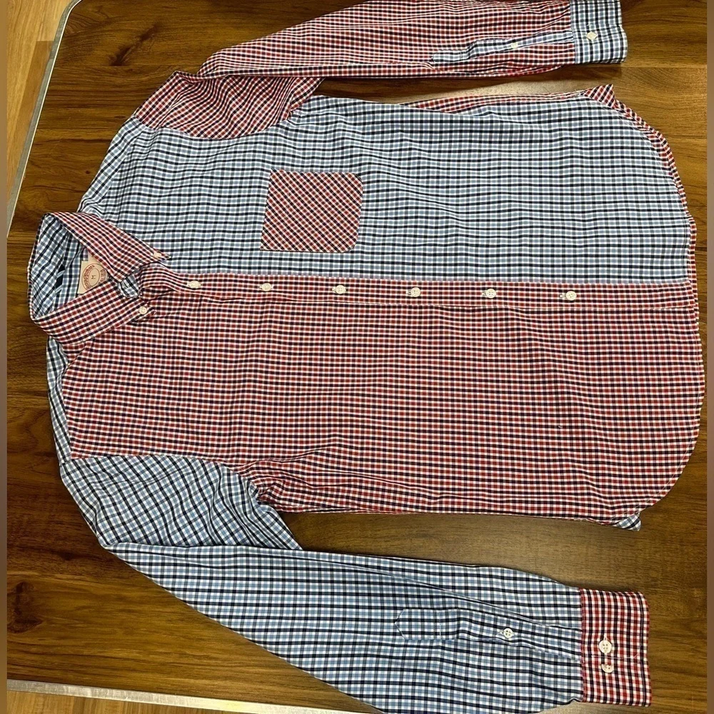 Brooks Brothers Long Sleeve Button Down Shirt Men’s Sz M Red White Blue Check - Picture 3 of 10
